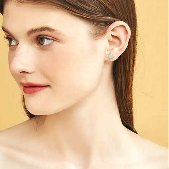 S925 Sterling Silver Polaris Studded Earrings - Picture 3 of 4